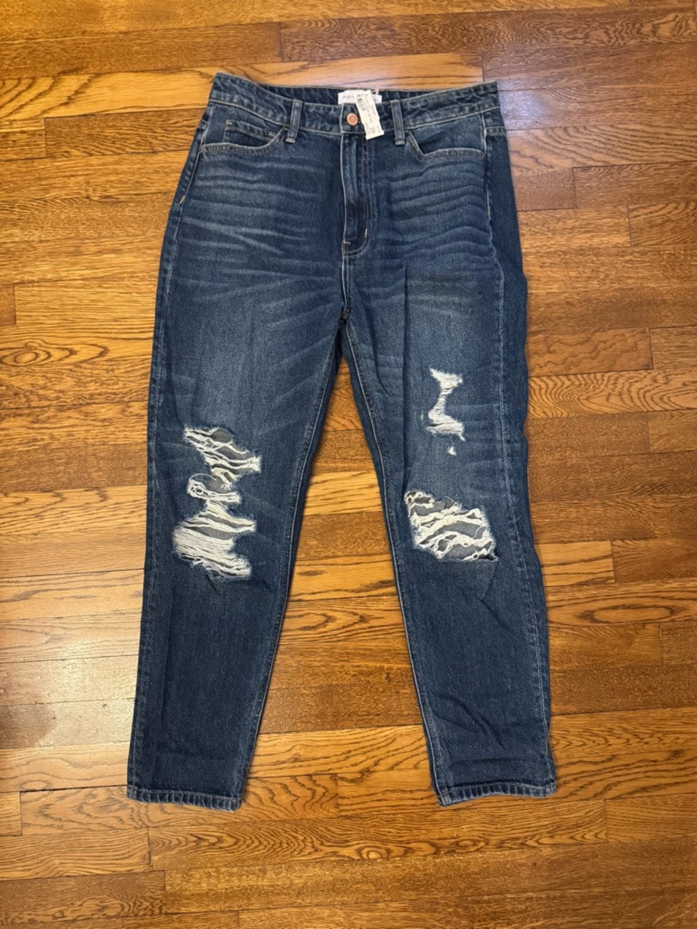 Flying Monkey Distressed Boyfriend Jeans - Dark Blue